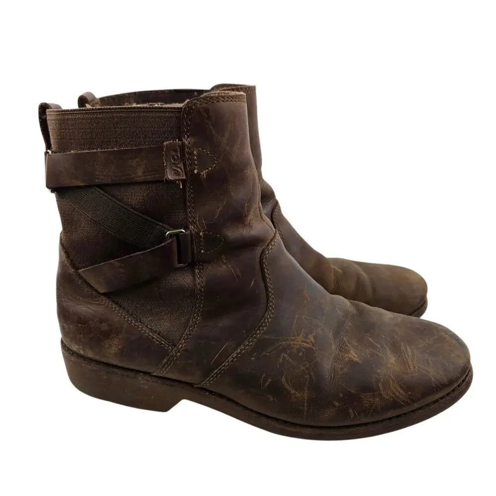 Teva Ellery Waterproof‎ Ankle Boots Womens 10 Pecan Brown Distressed Gorpcore